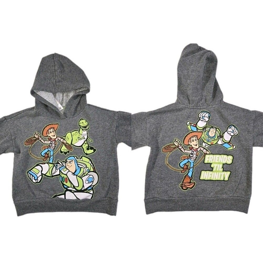 Toy Story Disney Pixar Pullover Hoodie Woody Buzz Lightyear Rex Gray 3T